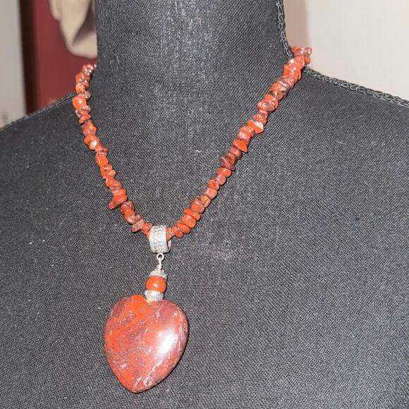 Vintage Jay King Mine Finds DTR 925 Silver Red Jasper Heart Pendant Necklace - Picture 14 of 14